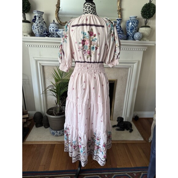 ANTHROPOLOGIE the somerset puff sleeve maxi dress M Milkmaid Fairy Hippie Boho - Picture 2 of 16